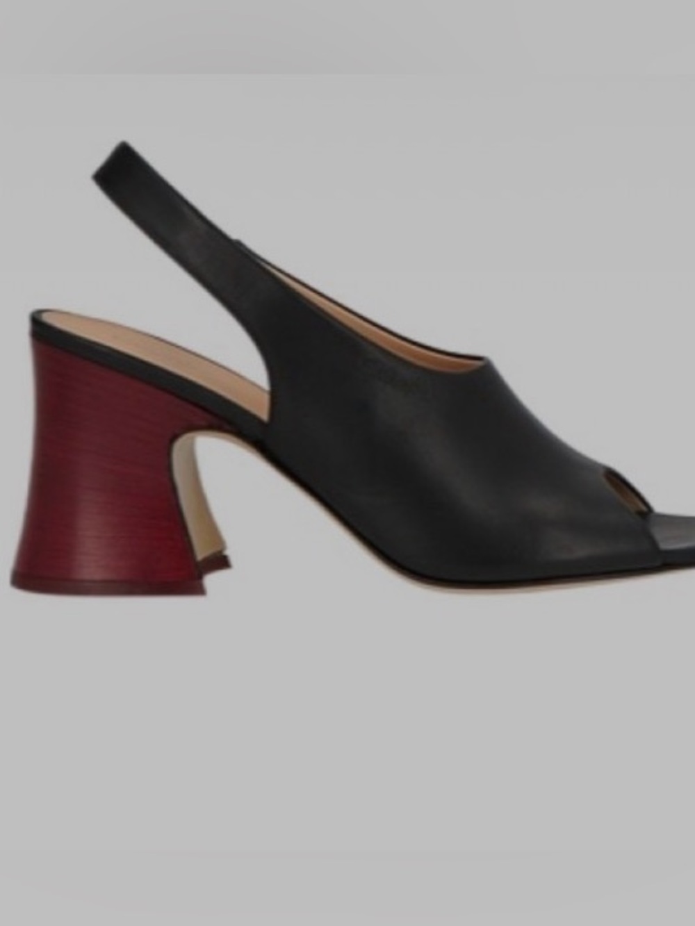 Chloe Black Slingback Open-Toe Heel with Burgundy Block Heel Gentle Use fr Paris